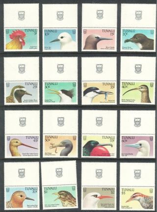Tuvalu Birds 16v Top Labels With Coats Of Arms Mnh Sg 502 - 517 Sc 469 - 484