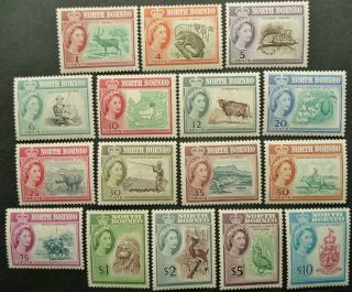 North Borneo 1961 Qeii Definitive & Pictorial Stamp Set Upto $10 - Mnh - See