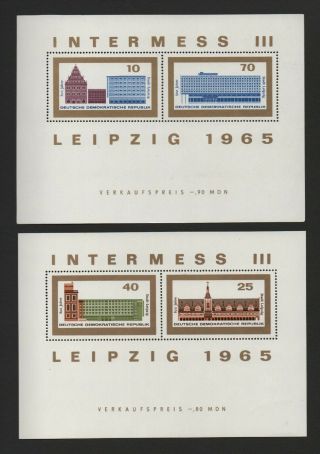 East Germany 1965 Leipzig Philatelic Exhibition,  " Intermess 111 " Ms X 2 Vf Mnh