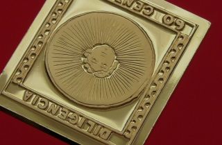 Modern Gold plated 8.  1g Silver Stamp Ingot South America Uruguay Rising Sun 5
