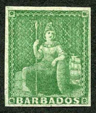 Barbados Sg8 1/2d Green On White Paper Fine M/mint