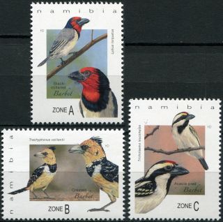 Namibia 2017.  Barbets Of Namibia (mnh Og) Set Of 3 Stamps
