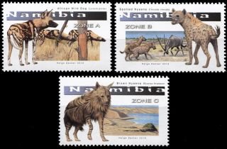 Namibia 2016.  Large Canines Of Namibia (mnh Og) Set Of 3 Stamps