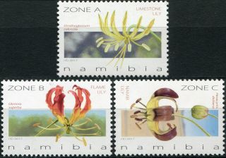 Namibia.  2017.  Flame Lilies Of Namibia (mnh Og) Set Of 3 Stamps