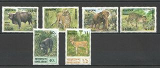 O100 1977 Bangladesh African Fauna Wild Animals 94 - 99 Michel 8,  5 Euro Set Mnh