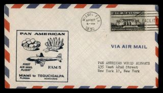 Dr Who 1959 Miami Fl To Honduras Pan Am First Flight Fam 5 Air Mail C127890