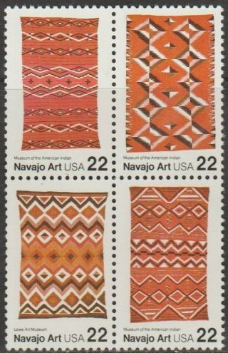 Scott 2235 - 38 - 1986 Commemoratives - 22 Cents Navajo Blankets Block