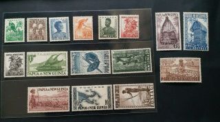 Papua Guinea 1952 1/2d To £1 Sg 1 - 15 Sc 122 - 136 Pictorial Set 16 Mnh