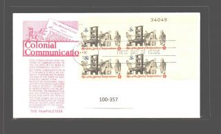 A2zed Us Fdc 10 Feb 1983 1476 Plate Block Anderson Colonial Communication