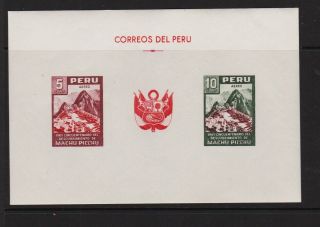 Peru - 1961 Machu Picchu Souvenir Sheet,  Mnh,  Cat.  $ 20.  00