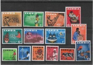 Zambia 1964 Pictorial Set Sg.  94 - 107 Mnh & Mvlh " Bull,  Elephants "