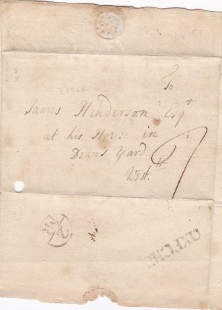 C.  1744 Oxford Postmark & Bishopmark Wrapper James Henderson Deans Yard London