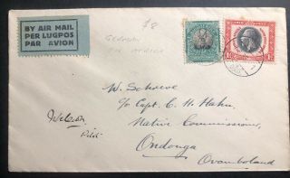 1935 Windhoek South West Africa Airmail Cover To Ondonga