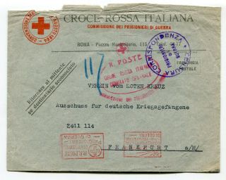 Italy Wwii - Red Cross Society - Pow Mail / Meter - Military Cover -