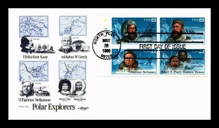 Dr Jim Stamps Us Polar Explorers Block Of Four First Day Cover North Pole