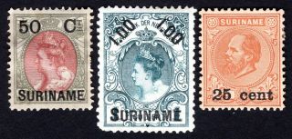 Suriname 1900 Group Of 3 Stamps Mi 40 - 41,  44 Mh/mng Cv=62.  5€