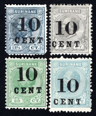 Suriname 1898 Group Of 4 Stamps Mi 35 - 38 Mh/mng Cv=158€