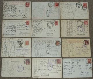 12 X Early 20thc Russia Postal Postcard Cover Interesting Postmarks & Cancels