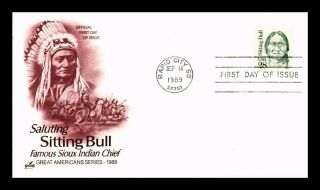 Dr Jim Stamps Us Sitting Bull Sioux Indian Chief First Day Cover Art Craft