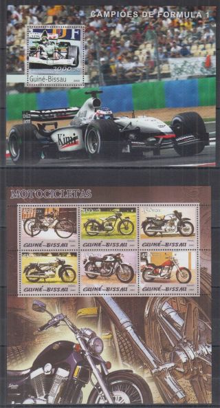 H691.  Guinea - Bissau - Mnh - Transport - Sport Cars - Ferrari - Motorcycles
