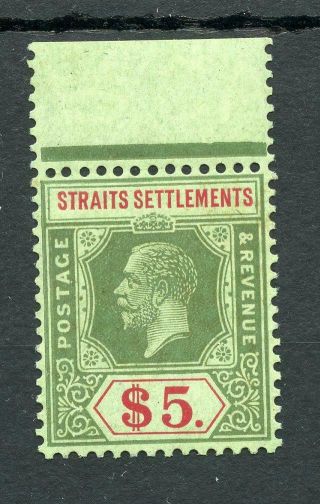 Malaya Straits Settlements 1912 - 23 $5 Mca Die Ii Sg212d Mnh Cat £140 - See Desc