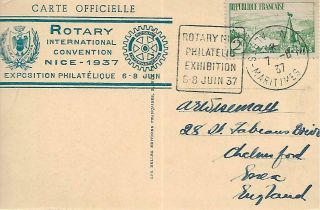 France Rotary International Convention 1937 With 2f Card To Gb Ref 582