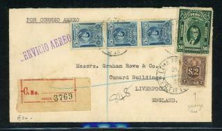 Peru Postal History: Lot 3 1930 Reg Air Postage Due Lima - Liverpool $$$$