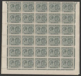 St Kitts 1920 - 22 2d Slate - Grey In Complete Sheet X 60 Sg 27.