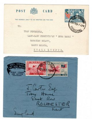 1959/63 Malaysian Postal Stationery Local (1) / To Gb (1).