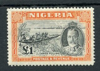 Nigeria 1936 £1 Black And Orange Sg45 Mlh - See Desc