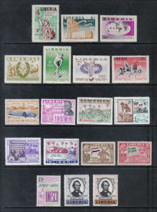 41 Older Never Hinged Liberia Postage And Air Mail Stamps 1955 - 1959