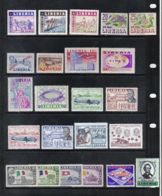 41 OLDER NEVER HINGED LIBERIA POSTAGE AND AIR MAIL STAMPS 1955 - 1959 3