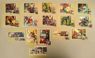 2019 Marvel Set Of 16 Phq Postcards 16 Different Postmarks Front