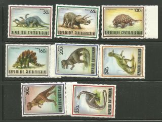 Central African Republic 1988 Dinosaur Stamp Set 872 - 879 Mnh