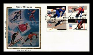 Dr Jim Stamps Us Winter Olympics Colorano Silk Fdc Cover Block Of Four