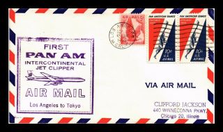Dr Jim Stamps Us Los Angeles First Flight Air Mail Cover Tokyo Backstamp