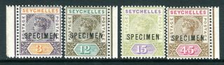 Seychelles - 1893 Lightly Mounted Set 45c Specimen Overprint Sg 22s - 25s