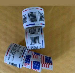 300 (3 Rolls Of 100) Usps Forever Stamps Us Flag Coil - First Class Postage