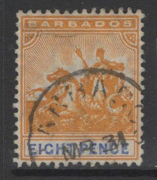 Barbados Sg142 1905 8d Orange & Ultramarine