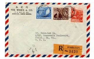 1959 North Borneo To Usa Registered Cover / $1.  35 Rate.
