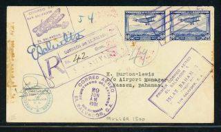 El Salvador Postal History: Lot 7 1931 Ffc Autographed S.  Salvador - Bahamas $$