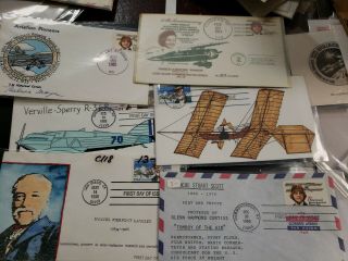 Us Fdc & Event Aviation 100 Cover Surprise Lot Cachet Some Hand Painted,  Silk