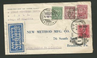 Mixed Franking 1931 Colombia Scadta Airmail Cover To Us Transit Cristobal.