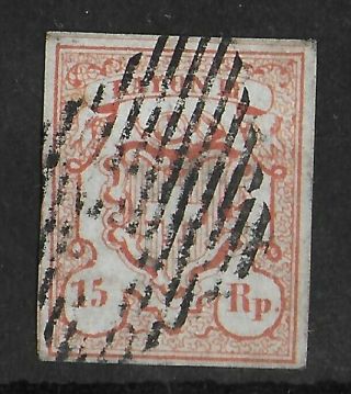 Switzerland 1852 Rayon Iii 15 Rp Michel 10 Cv €650