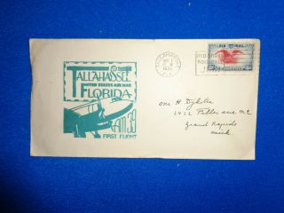 Us First Flight Cover: 1938 Tallahassee,  Fla.
