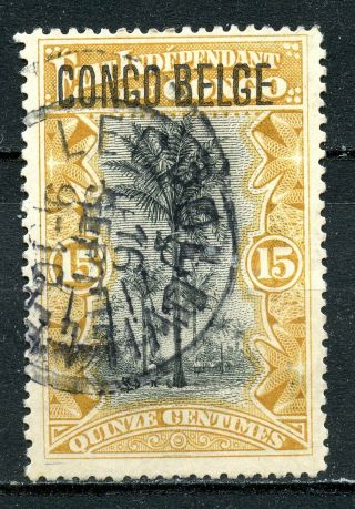 Belgium Congo 1908,  Scott 33,  Overprinted,  Handstamped,  15c