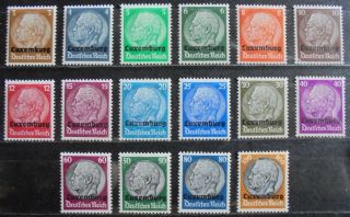 German Reich 1940 Occupation Of Luxemburg,  Complete Set Of 16 Mnh