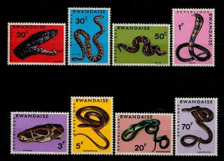 Rwanda,  Fauna,  Snakes,  Year 1967,  Mi.  201 - 208,  Mnh Og Vf (m2384).