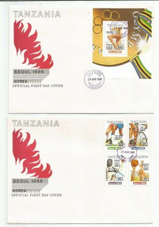 Tanzania 1988 Olympic Games Seoul First Day Covers