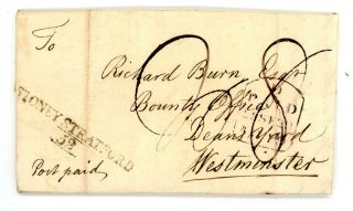 1819 Gb Buckinghamshire Entire Letter With Stoney Stratford Mileage Mark (bu297)